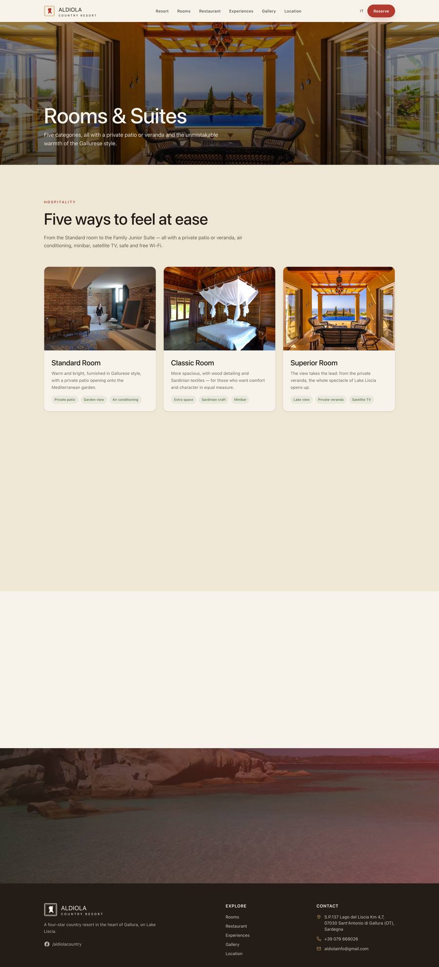 Aldiola Country Resort — Rooms (desktop), rebuilt