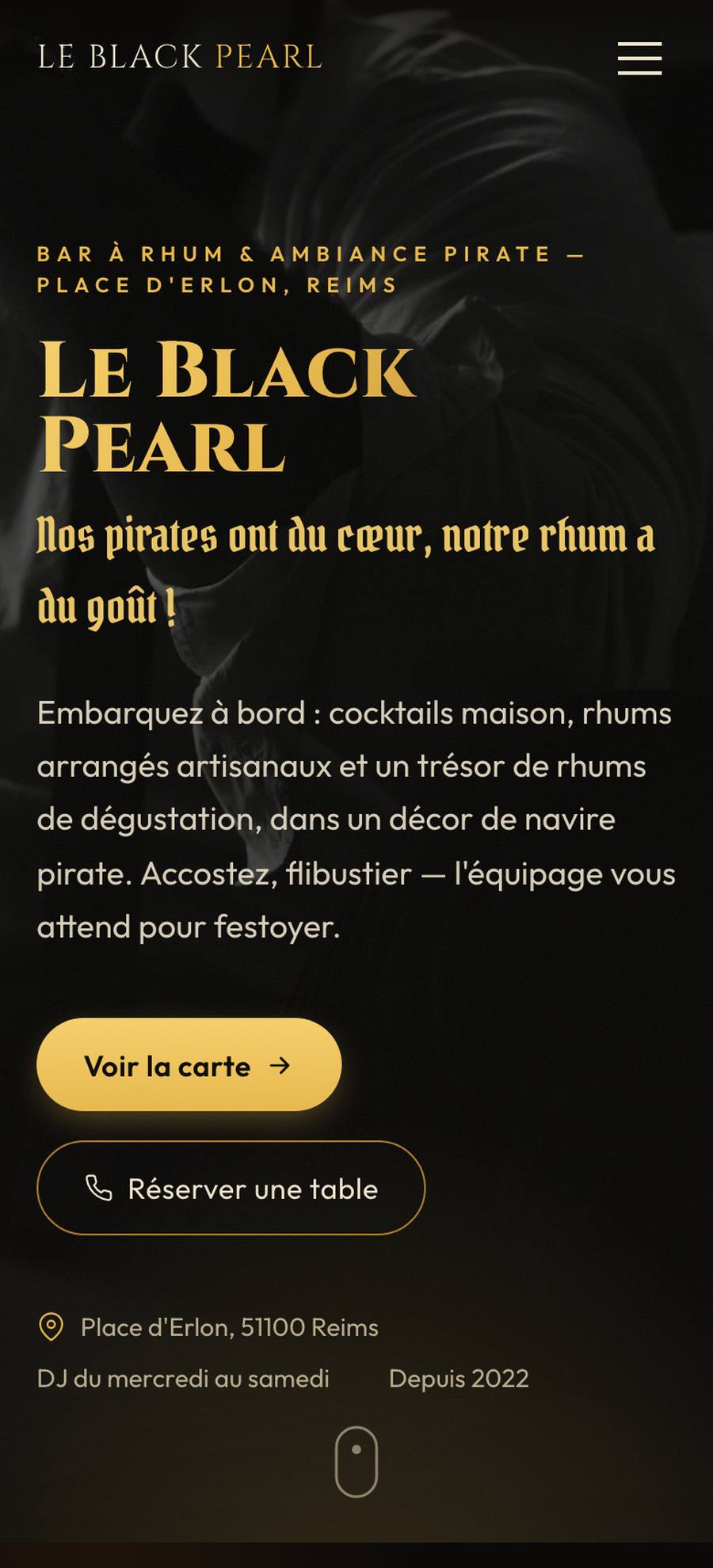 Le Black Pearl — Home (mobile), rebuilt