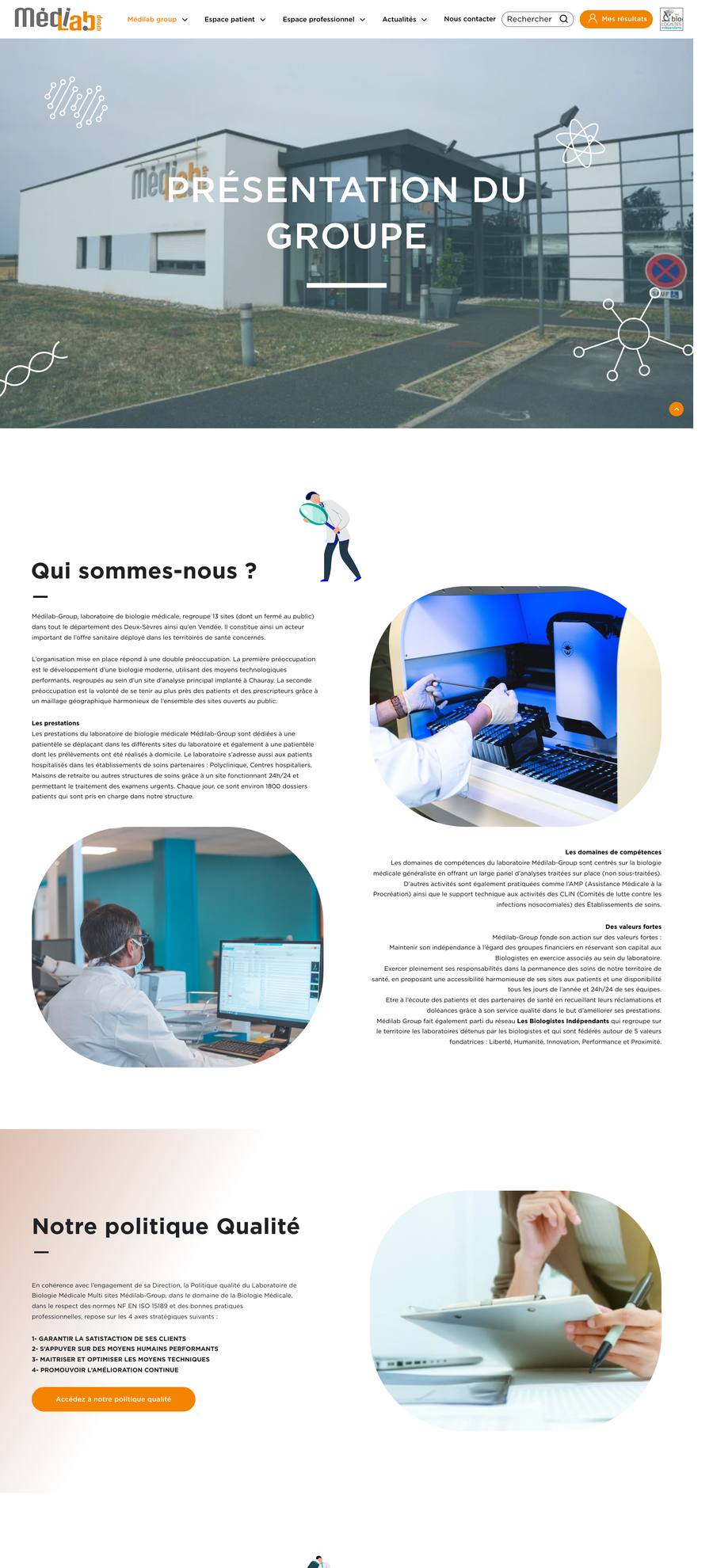 Médilab Group — Le Groupe (desktop), original
